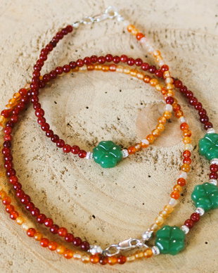 Set handmade colier si bratara din jad,carneol,aventurin si elemente din argint