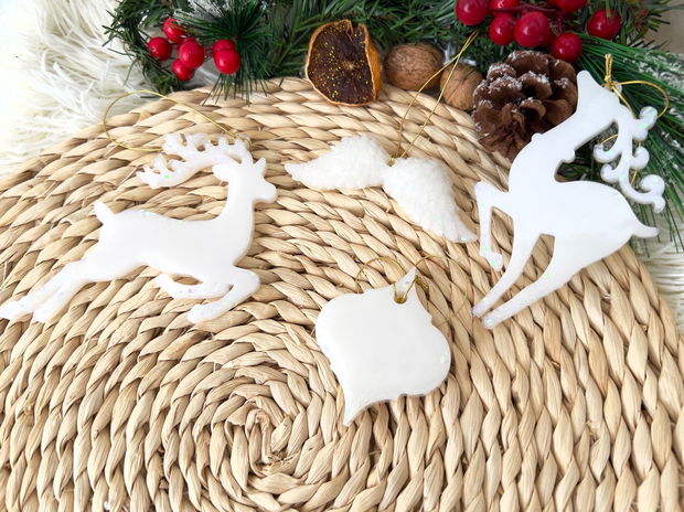 Set Decoratiuni rasina " White Christmas"