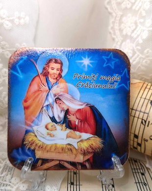 Felicitare din lemn cu mesaj pentru Craciun