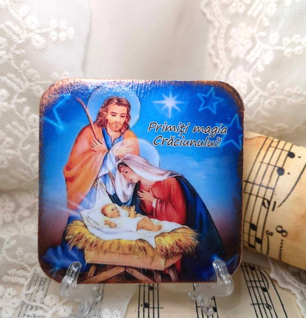Felicitare din lemn cu mesaj pentru Craciun