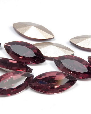 Cabochon din sticla, horse eye, 15x7 mm, antic pink