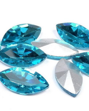 Cabochon din sticla, horse eye, 18x9 mm, aquamarin
