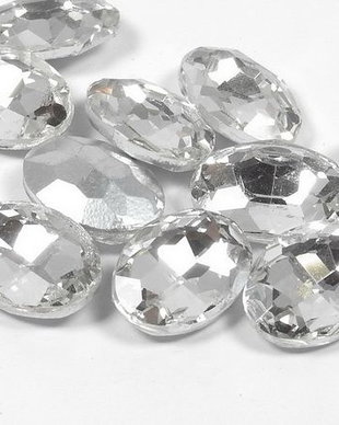 Cabochon din sticla, oval, 10x8 mm, cristal