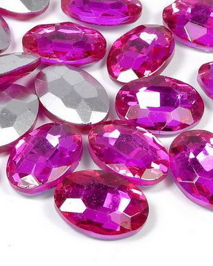 Cabochon din sticla, oval, 10x8 mm, fuchsia