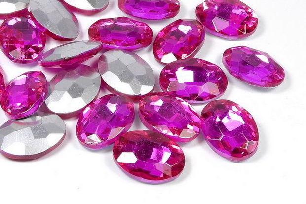 Cabochon din sticla, oval, 10x8 mm, fuchsia