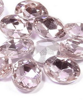 Cabochon din sticla, oval, 10x8 mm, roz