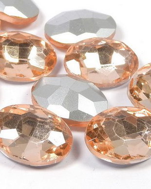 Cabochon din sticla, oval, 10x8 mm, Vintage Rose