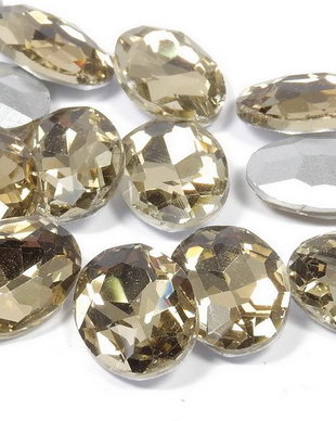 Cabochon din sticla, oval, 14x10 mm, bronz shade