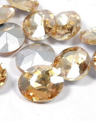 Cabochon din sticla, oval, 14x10 mm, golden shade