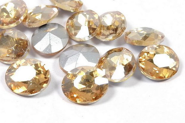 Cabochon din sticla, oval, 14x10 mm, golden shade