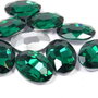 Cabochon din sticla, oval, 14x10 mm, verde smarald