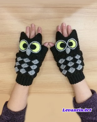BUFNITE NEGRE - Manusi fara degete pentru adulti, crosetate. Manusi practice.  Manusi inedite handmade.