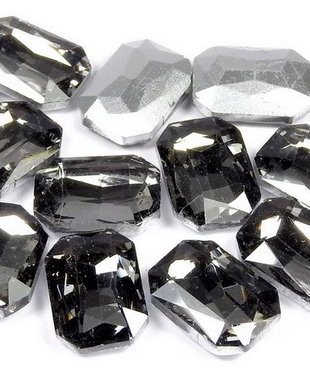 Cabochon din sticla, octogonal, 18x13 mm, gri