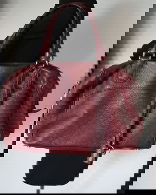 Geanta Abro din piele naturala visinie