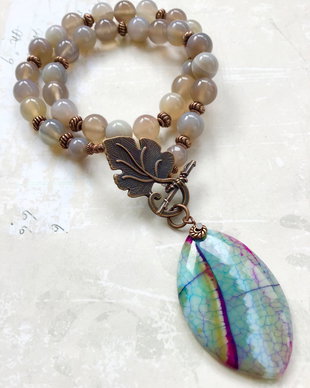 Colier vintage agate naturale