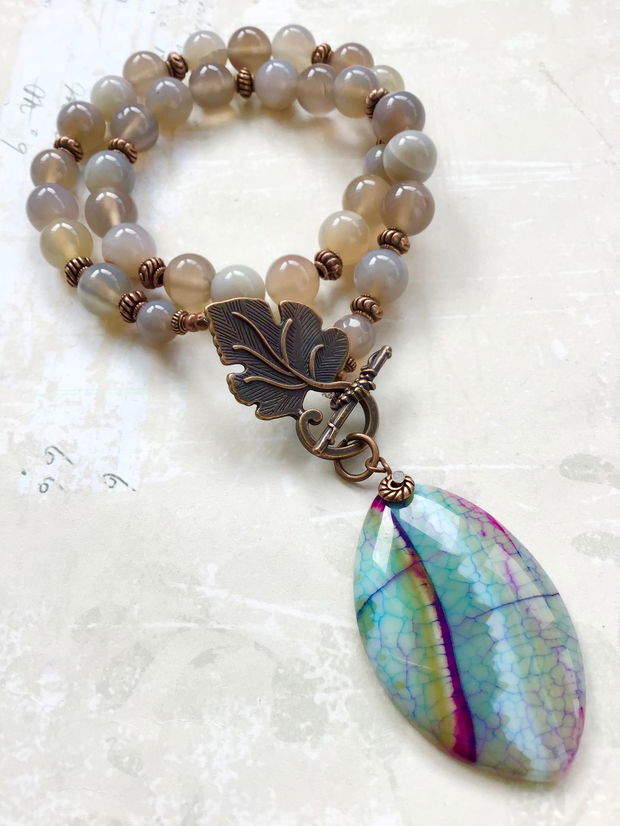 Colier vintage agate naturale