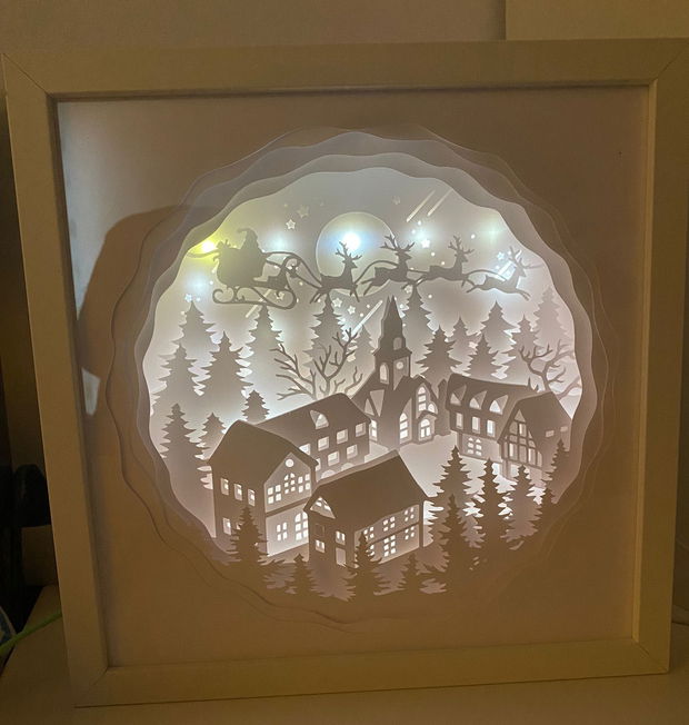 tablou 3D cu iluminare (shadowbox)