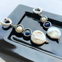 Cercei din argint 925, perle de cultura baroque, lapis lazuli si hematit