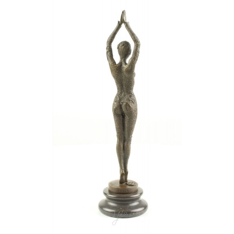 Steaua de Mare-statueta Art Deco din bronz pe un soclu de marmura