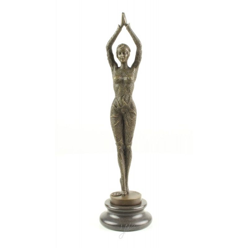 Steaua de Mare-statueta Art Deco din bronz pe un soclu de marmura