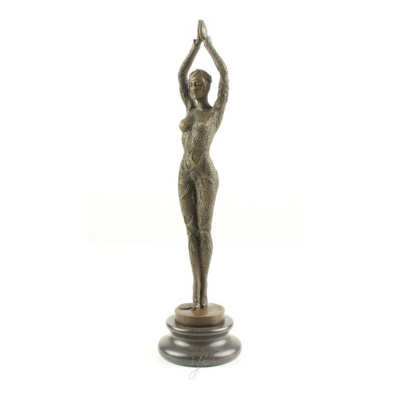 Steaua de Mare-statueta Art Deco din bronz pe un soclu de marmura