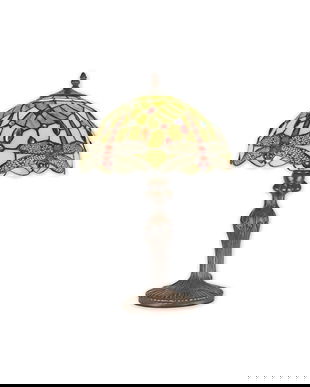 Lampa Tiffany din bronz cu libelule