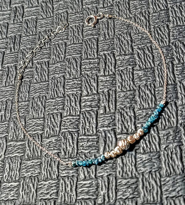 Bratara argint diamant brut albastru lant argint minimalista boho chic trendy cadou - Transport gratuit