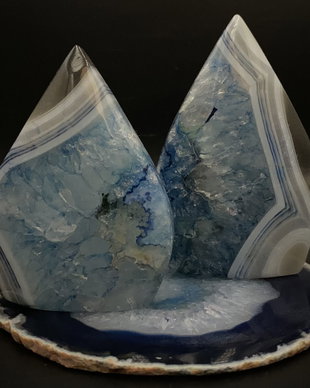 Agata Albastra - set sculpturi piatra semipretioasa