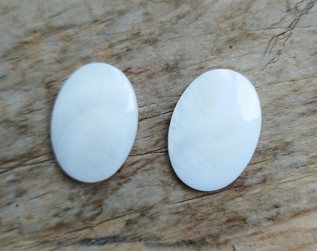 Cabochon sidef alb, natural, 25x18 mm (2 buc)