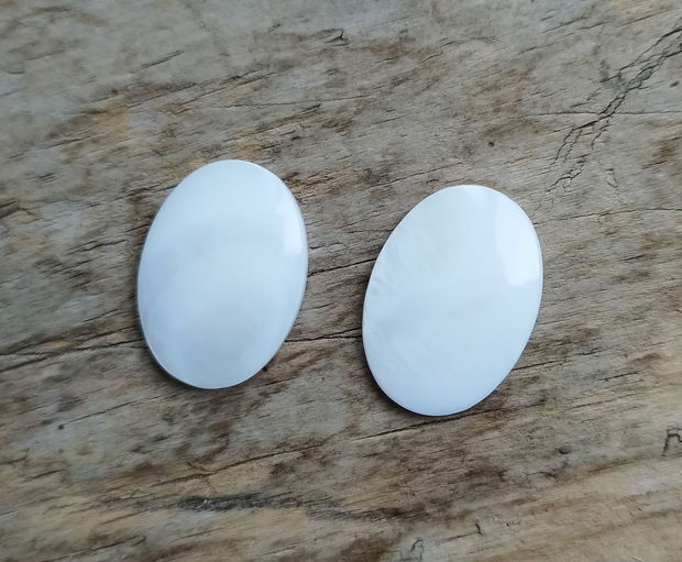 Cabochon sidef alb, natural, 25x18 mm (2 buc)