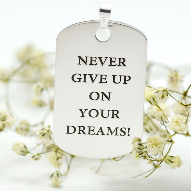 Placuta Army personalizata / Never give up to your drems- Argint 925