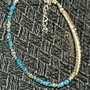 Rezervata Bratara argint diamant brut albastru minimalista asimetrica boho chic trendy - Transport gratuit