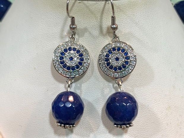 SET~BLUE WINGS~kyanit,jad albastru safir,zamac argintat,inox,accesorii argintate