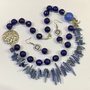 SET~BLUE WINGS~kyanit,jad albastru safir,zamac argintat,inox,accesorii argintate