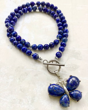 Colier fluture lapis lazuli