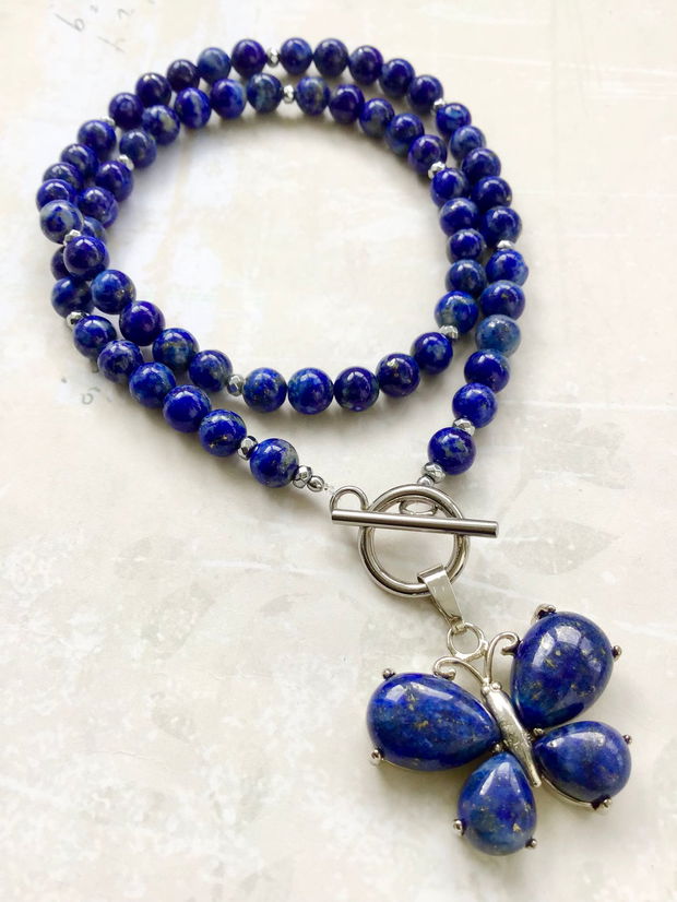 Colier fluture lapis lazuli