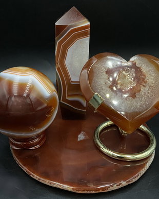 Agata Rosie - set decorativ din piatra semipretioasa