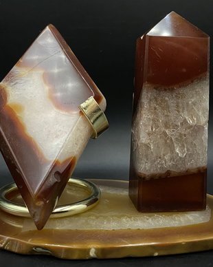 Agat Rosu/Agat Natural - Set decorativ piatra semipretioasa