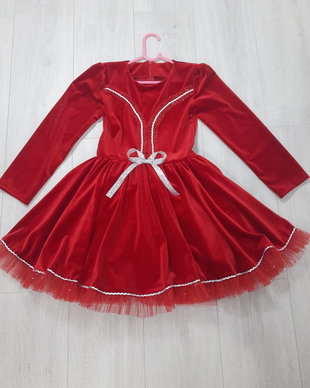 Rochie fetite catifea rosie