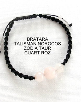 Bratara Zodia TAUR*Talisman Norocos*CuartRoz