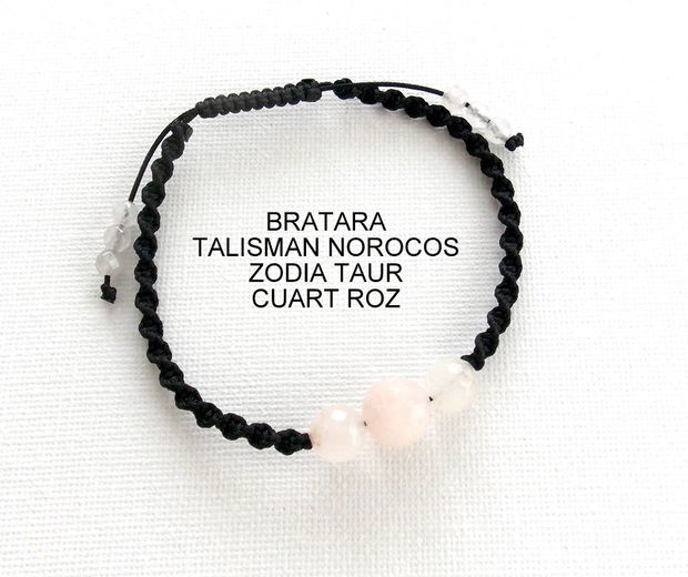 Bratara Zodia TAUR*Talisman Norocos*CuartRoz