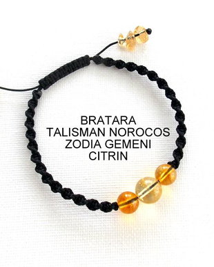 Bratara Zodia GEMENI*Talisman Norocos*Citrin