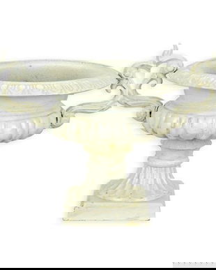 Amfora din fonta antik white pentru gradina