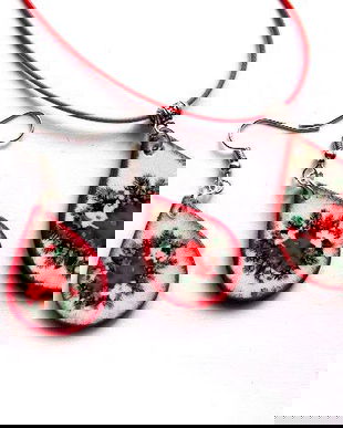 set bijuterii lemn de craciun 47439