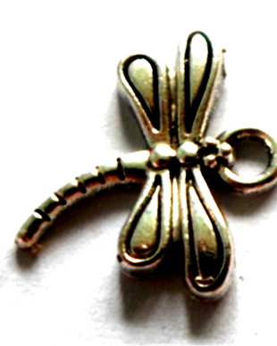 Charm metalic libelula argintiu