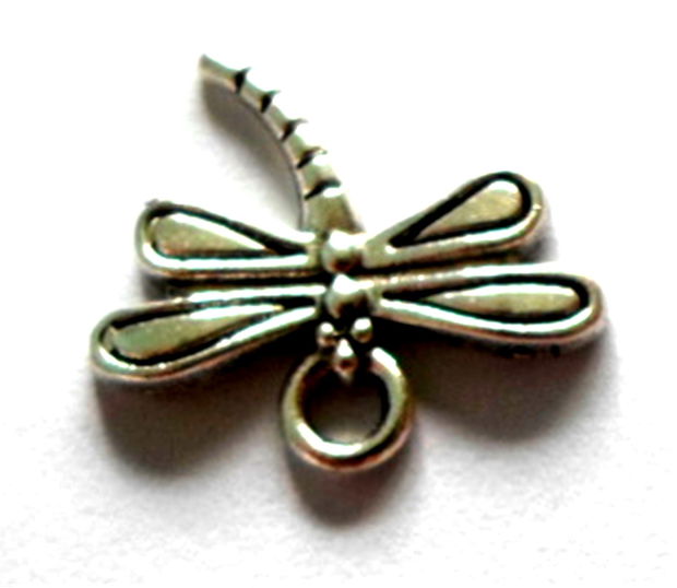 Charm metalic libelula argintiu