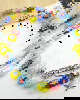 Colier handmade - Millefiori si perle cultura (cod1105)