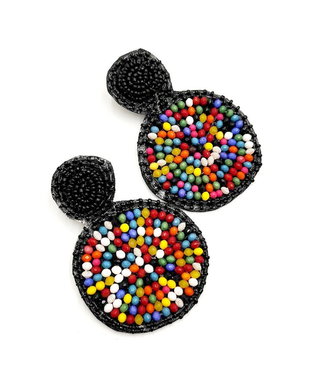 Cercei rotunzi din margelute multicolore, 4307