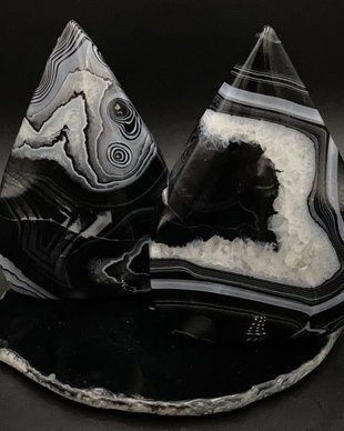 Agat Negru - Set sculpturi piatra semipretioasa