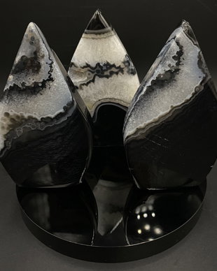 Agat Negru/Obsidian - Set sculpturi piatra semipretioasa